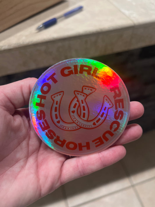 Hot Girls Rescue Horses Holo Sticker